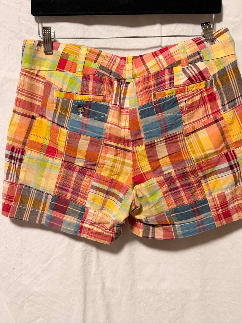 Talbots Multicolor Plaid Cotton Shorts - Bright Madras Check - Picture 7 of 8